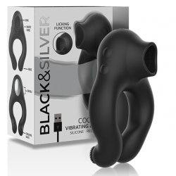 BLACKandSILVER - SILICONE VIBRATOR RING 3 MOTORS RECHARGEABLE BLACK
