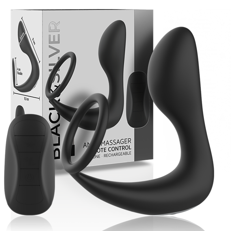 BLACKandSILVER - ANALMASSAGER MIT FERNBEDIENUNG, WIEDERAUFLADBARES SILIKON SCHWARZ