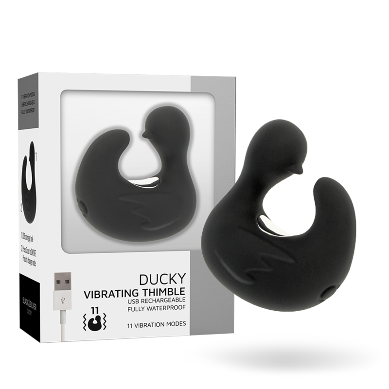 BLACKandSILVER - DUCKYMANIA RECHARGEABLE SILICONE STIMULATING DUCK THIMBLE