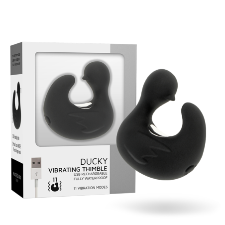 BLACKandSILVER - DUCKYMANIA RECHARGEABLE SILICONE STIMULATING DUCK THIMBLE