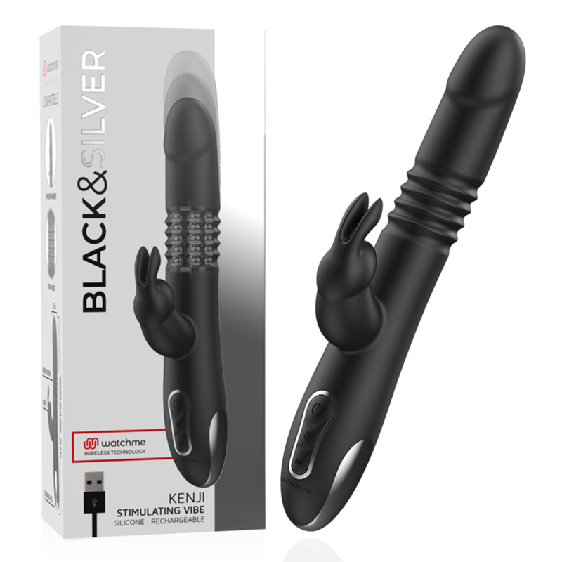BLACKandSILVER - KENJI UP and DOWN RABBIT VIBRATOR WATCHME REMOTE CONTROL
