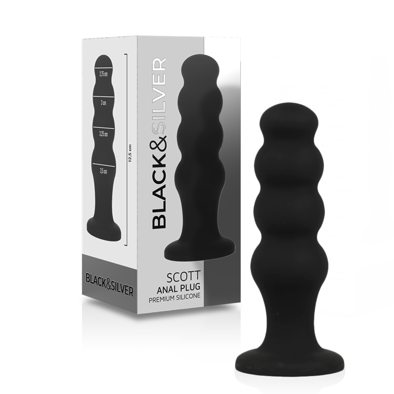 BLACKandSILVER - SCOTT PREMIUM SILICONE ANAL PLUG BLACK