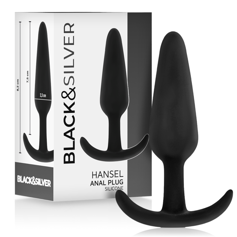 BLACKandSILVER - HANSEL SILICONE ANAL PLUG WITH SMALL HANDLE