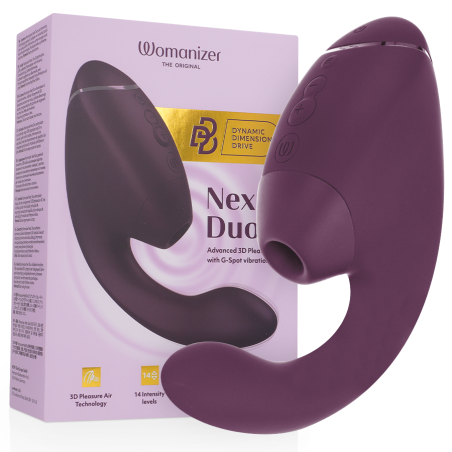 WOMANIZER - DUO NEXT DUAL CLITORAL and G-SPOT STIMULATOR DARK PURPLE