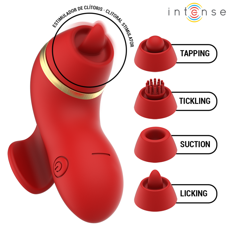 INTENSE - PATTY ESTIMULADOR CON 4 CABEZALES, SUCCIÓN, TAPPING, TICKLING Y LICKING INTENSE - PATTY ESTIMULADOR CON 4 CABEZALES, SUCCIÓN, TAPPING, TICKLING Y LICKING