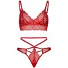 LEG AVENUE - 2 PIECES SET LACE BRALETTE AND THONG M-L