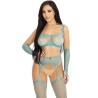 LEG AVENUE - CROP TOP STRÜMPFE UND HANDSCHUHE BLAU