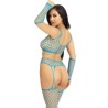LEG AVENUE - CROP TOP STOCKINGS and GLOVES BLUE