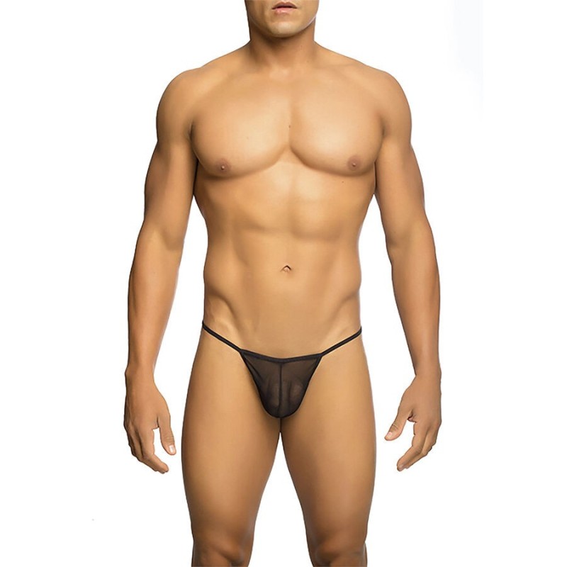 MOB - TRANSPARENT T-SHAPED THONG BLACK SIZE L-XL