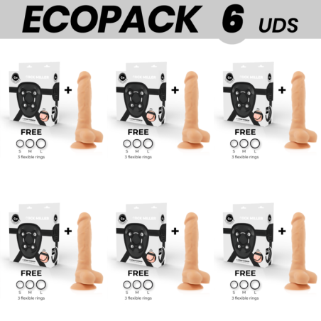 ECOPACK 6 UNITÉS - COCK MILLER HARNAIS COCKSIL ARTICULABLE SILICONE DENSITÉ 18 CM