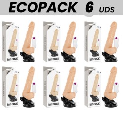 ECOPACK 6 UNIT - BASECOCK VIBRATORE REALISTICO TELECOMANDO NATURALE CON TESTICOLI 19.5 CM -O- 4 CM