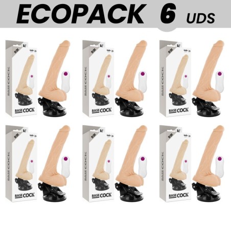 ECOPACK 6 UNITS - BASECOCK REALISTIC VIBRATOR REMOTE CONTROL FLESH 19 CM -O- 4 CM