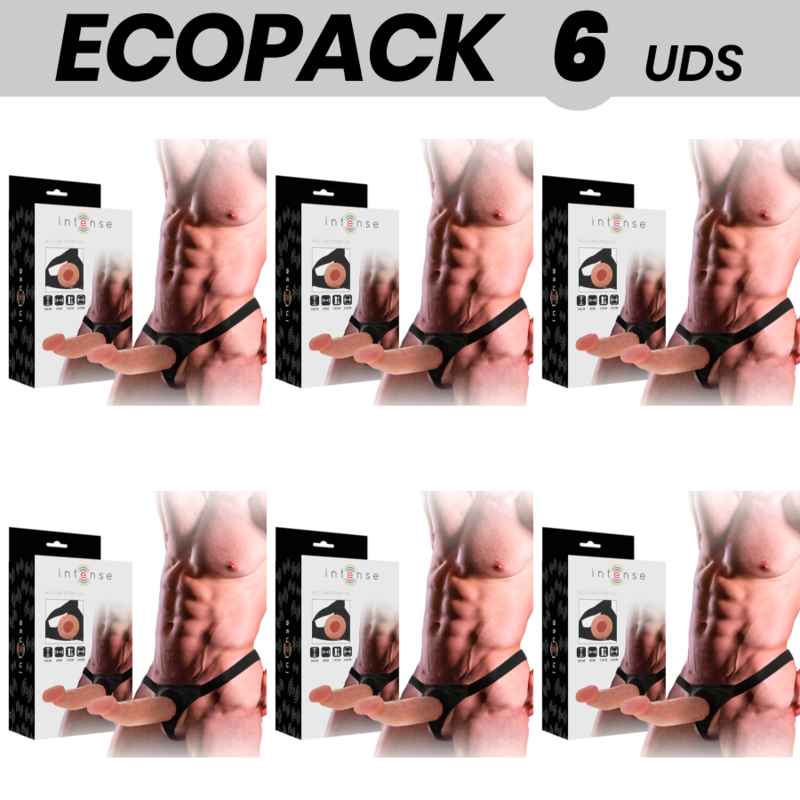 ECOPACK 6 UNITÉS - INTENSE HARNAIS CREUX AVEC GODE 18 X 3,5 CM