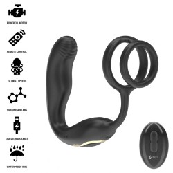 IBIZA - WIGGLE PLUG ANAL ROTADOR CONTROL REMOTO CON VIBRO-PERINEO Y ANILLAS POTENCIADORAS DE PENE