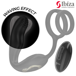 IBIZA - WIGGLE REMOTE CONTROLLED ROTATING ANAL PLUG WITH PERINEAL VIBRATION AND PENIS ENHANCING RINGS