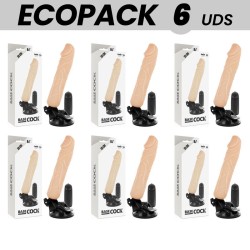 ECOPACK 6 UNIDADES - BASECOCK VIBRADOR REALÍSTICO CONTROL REMOTO NATURAL 20 CM -O- 4 CM