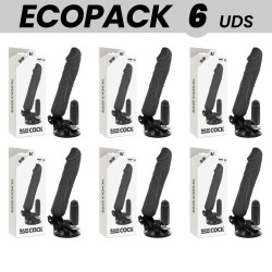 ECOPACK 6 UNITÉS - BASECOCK VIBRATEUR RÉALISTE TÉLÉCOMMANDE NOIR 20 CM -O- 4 CM