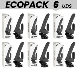 ECOPACK 6 EINHEITEN - BASECOCK REALISTISCHER VIBRATOR MIT FERNBEDIENUNG SCHWARZ MIT HODEN 20 CM -O- 4 CM