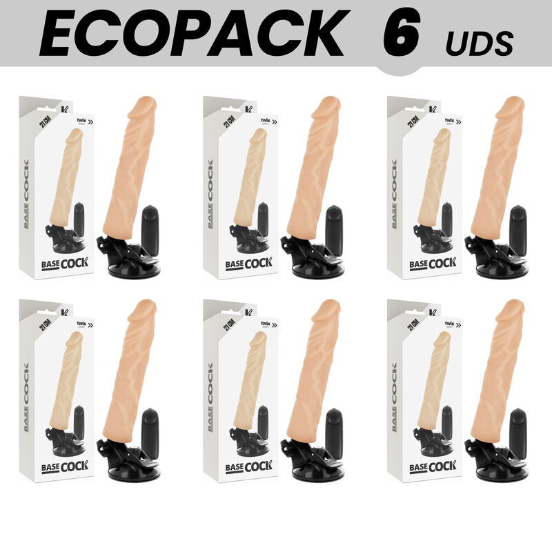 ECOPACK 6 UNITS - BASECOCK REALISTIC VIBRATOR REMOTE CONTROL FLESH 21 CM -O- 4 CM