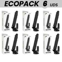 ECOPACK 6 UNIDADES - BASECOCK VIBRADOR REALÍSTICO CONTROL REMOTO NEGRO 21 CM -O- 4 CM