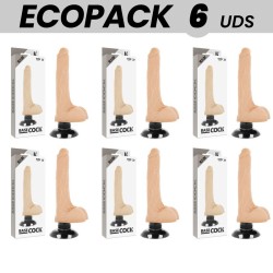 ECOPACK 6 UNIDADES - BASECOCK VIBRADOR REALÍSTICO 2-1 NATURAL 18.5 CM -O- 4 CM