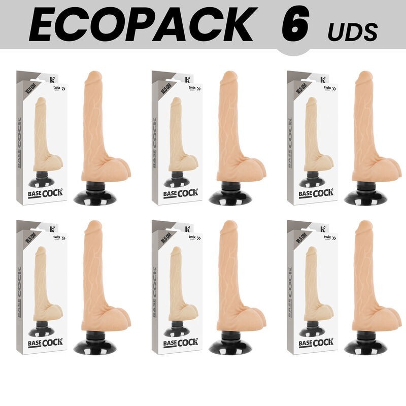 ECOPACK 6 UNITÉS - BASECOCK VIBRATEUR RÉALISTE 2-1 NATUREL 18.5 CM -O- 4 CM