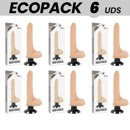 ECOPACK 6 UNIDADES - BASECOCK VIBRADOR REALÍSTICO 2-1 NATURAL 18.5 CM -O- 4 CM
