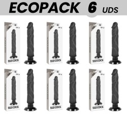ECOPACK 6 UNIT - BASECOCK VIBRATORE REALISTICO 2-1 NERO 20 CM -O- 4 CM
