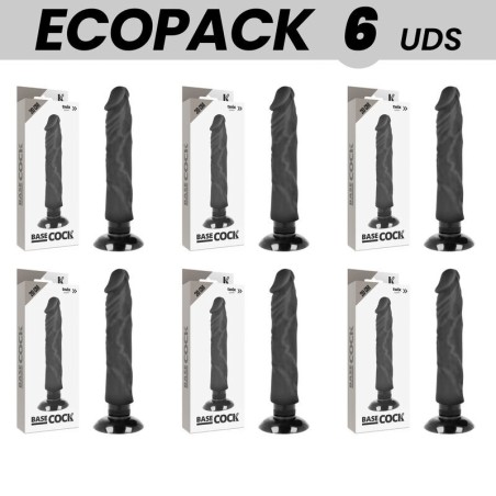ECOPACK 6 UNIT - BASECOCK VIBRATORE REALISTICO 2-1 NERO 20 CM -O- 4 CM