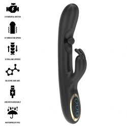 IBIZA - POWERFUL RABBIT VIBRATOR WITH MASSAGING ROLLING PEARL