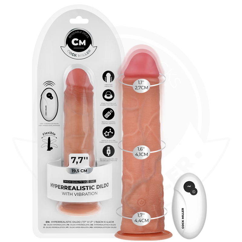 COCK MILLER - DILDO REALISTICO CON VENTOSA E VIBRAZIONE TELECOMANDO 19,5 CM