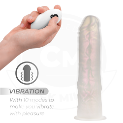 COCK MILLER - DILDO WITH SUCTION CUP, LIGHTS AND VIBRATION WITH REMOTE CONTROL WHITE 19.5 CM