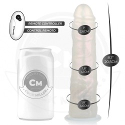 COCK MILLER - DILDO WITH SUCTION CUP, LIGHTS AND VIBRATION WITH REMOTE CONTROL WHITE 20.5 CM