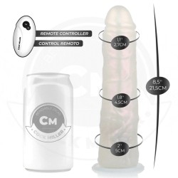 COCK MILLER - DILDO WITH SUCTION CUP, LIGHTS AND VIBRATION WITH REMOTE CONTROL WHITE 21.5 CM