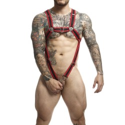 MOB - DNGEON RED CROSSED PENIS HARNESS ONE SIZE