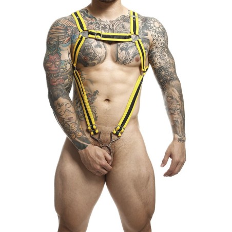 MOB - DNGEON YELLOW CROSSED PENIS HARNESS ONE SIZE