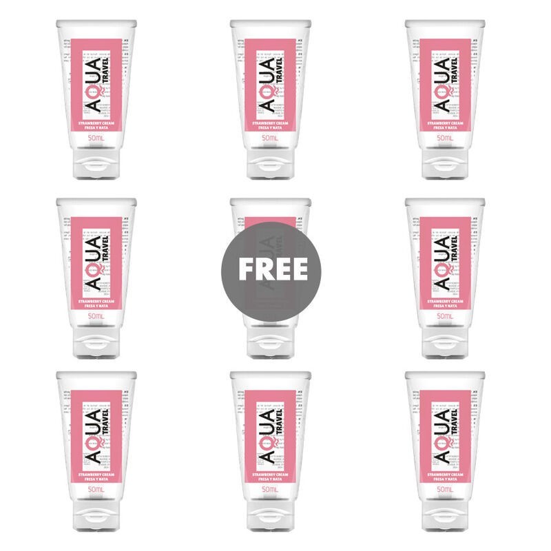AQUA TRAVEL - LUBRICANTE BASE AGUA SABOR FRESA Y NATA - 50 ML 81 GRATIS