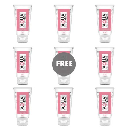 AQUA TRAVEL - LUBRIFIANT À BASE DEAU AQUA TRAVEL SAVEUR CRÈME DE FRAISE - 50 ML 81 OFFERT