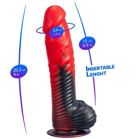 SILEXD - DEVIL DILDO FANTASY SILICONE LIQUIDO TERMOREATTIVO ROSSO NERO 20,3 CM