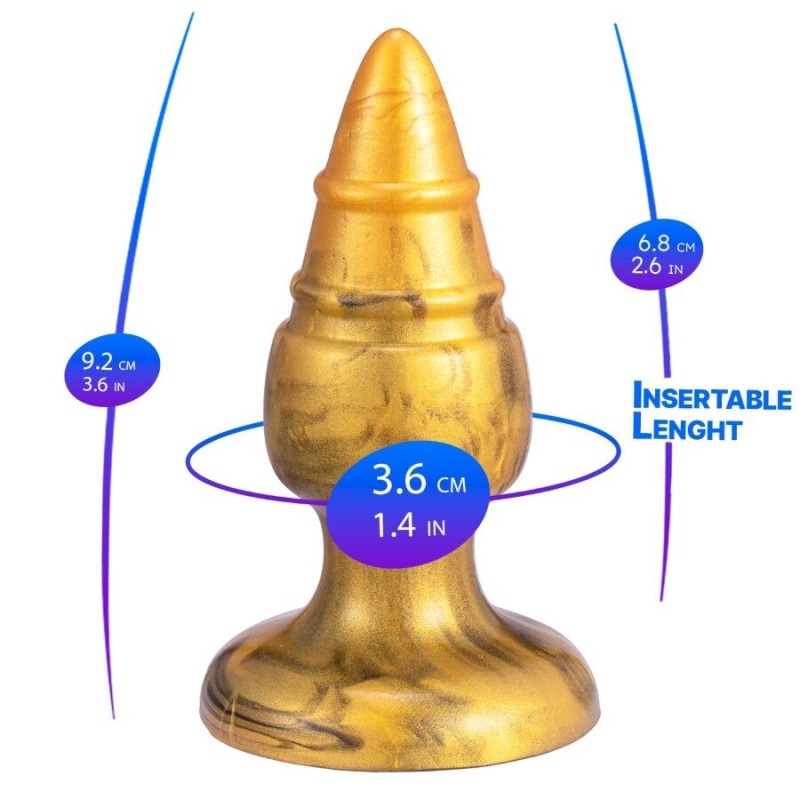 SILEXD - GOLDY ANAL PLUG FANTASY FLÜSSIGES SILIKON THERMOREAKTIVES GOLDENES 9,2 CM