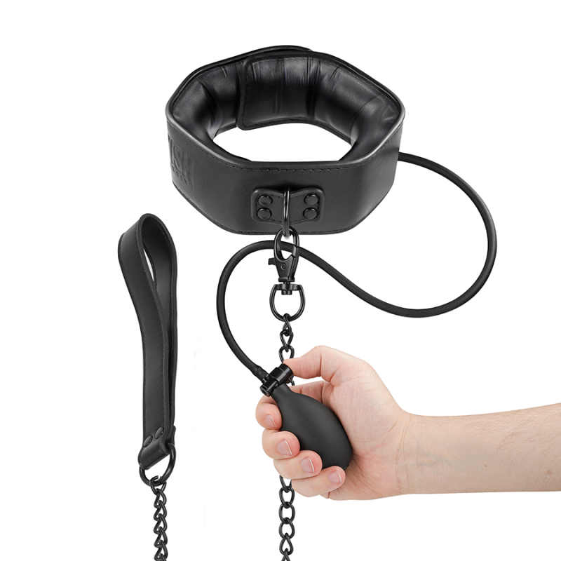 FETISH SUBMISSIVE BONDAGE - COLLIER DÉTRANGLEMENT GONFLABLE AVEC CHAÎNE