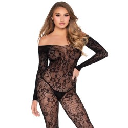 LEG AVENUE - 89366 LINGERIE EN DENTELLE BODYSTOCKING NOIR - TAILLE UNIQUE