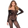 LEG AVENUE - 89366 LINGERIE EN DENTELLE BODYSTOCKING NOIR - TAILLE UNIQUE