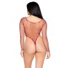 LEG AVENUE - 89377 BODYSUIT DE RED INDUSTRIAL DE CORTE ALTO ROJO - TALLA ÚNICA