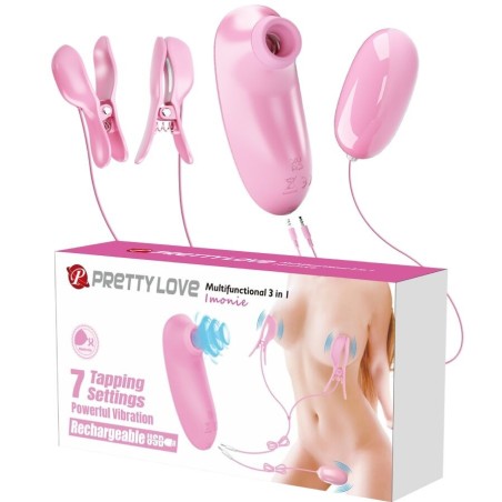 PRETTY LOVE - IMONIE 3-IN-1 MULTIFUNCTIONAL SET WITH SUCTION CUP, NIPPLES AND CLITORIS
