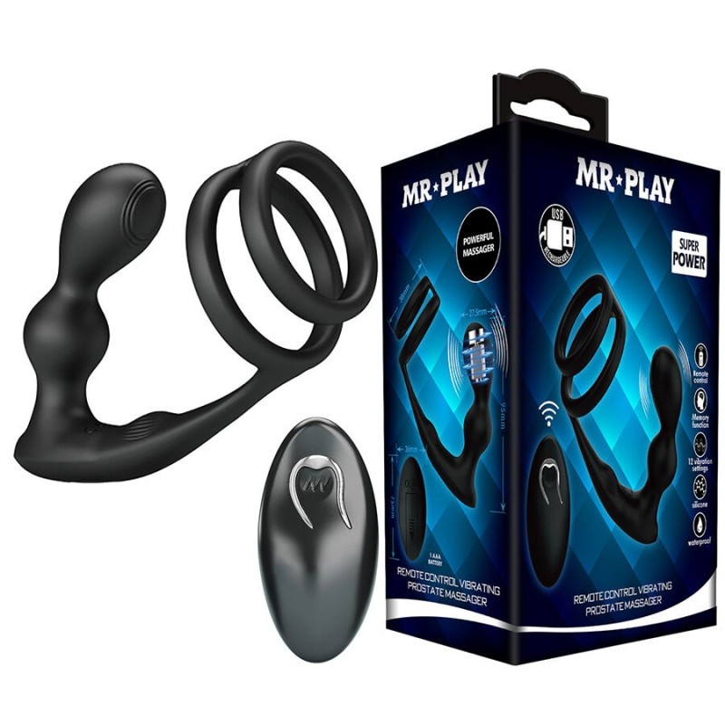 MR PLAY - PLUG ANAL VIBRANT AVEC ANNEAU PÉNIS ET TÉLÉCOMMANDE