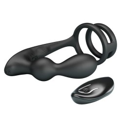 MR PLAY - ANILLO PARA PENE CON PLUG ANAL CON VIBRACIÓN CONTROL REMOTO