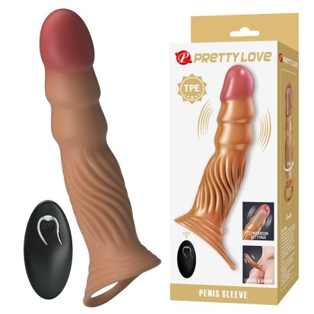 PRETTY LOVE - TEXTURED PENIS SLEEVE WITH VIBRATION AND REMOTE CONTROL