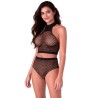 PASSION - BS116 BLACK BODYSTOCKING RHINESTONE MESH SET
