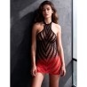 PASSION - BS117 SCHWARZ-ROT-VERLAUF-BODYSTOCKING-KLEID
